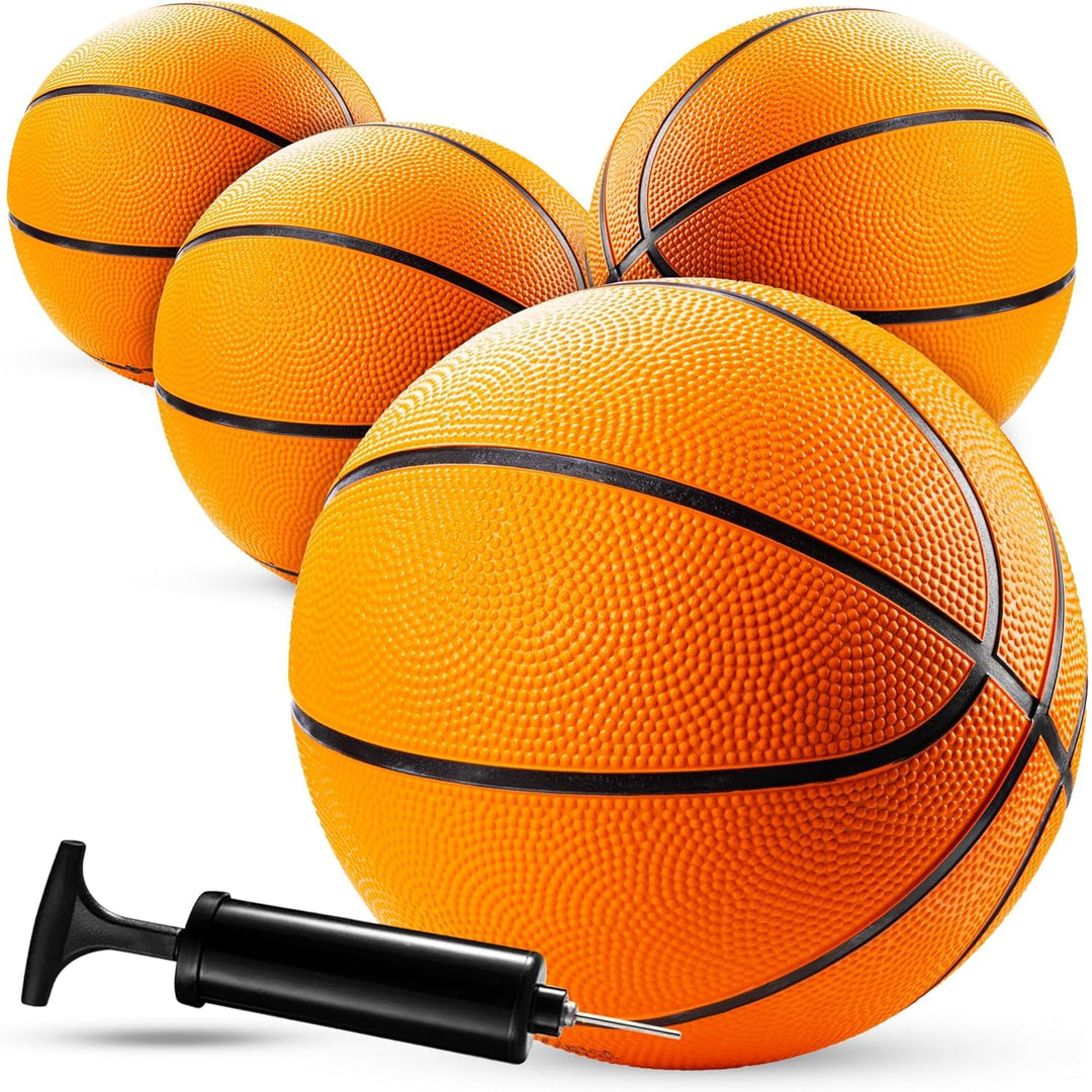 Bedwina Mini Basketbälle - (7 Zoll, Grösse 3) Packung mit 4 - Mini-Hoop-Basketball-Set mit Luftpumpe