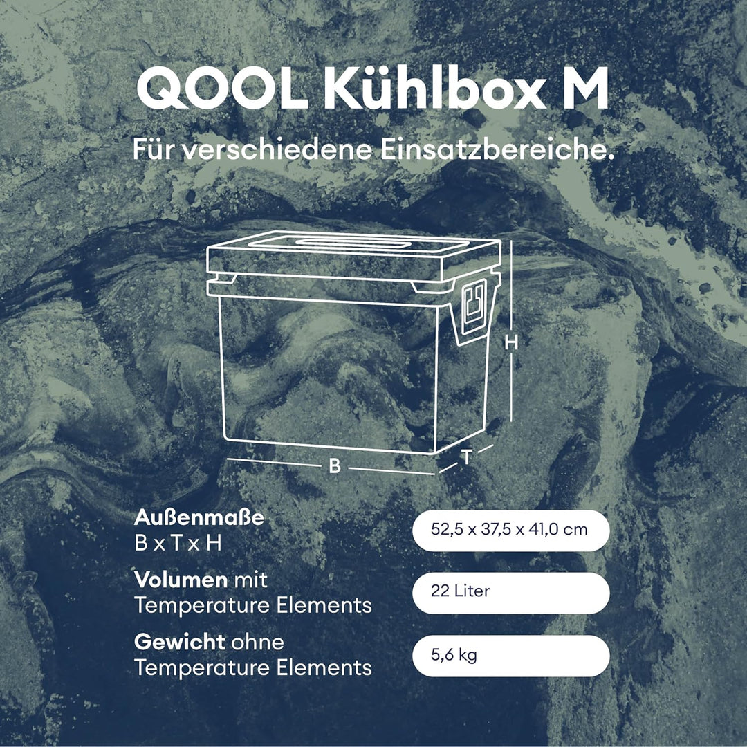 QOOL Kühlbox M | 27L | Made in Germany | blau | Hightech Kühlbox ohne Strom | Bis zu 10 Tagen autark