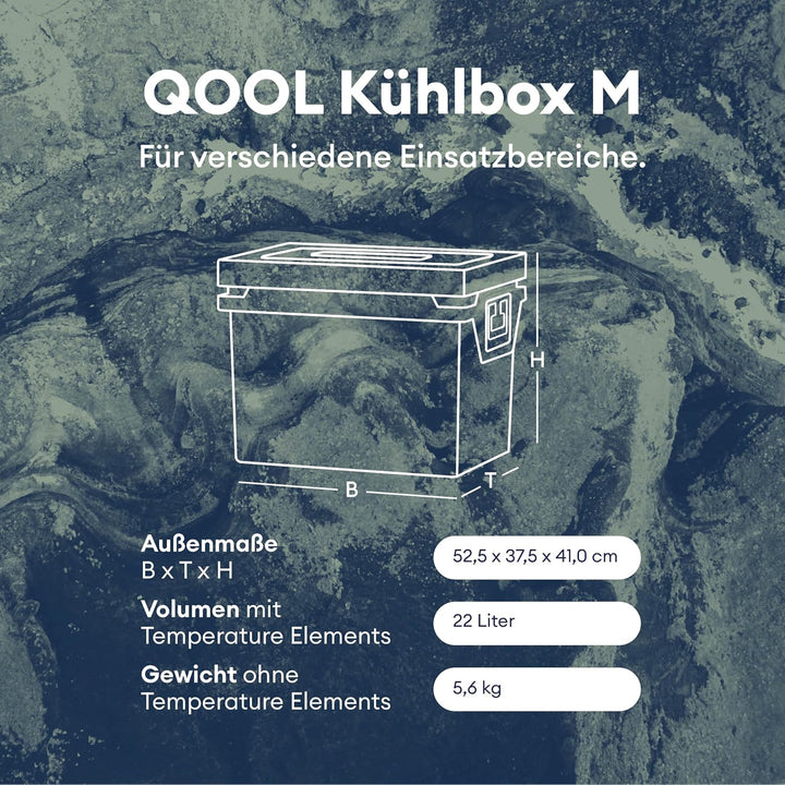 QOOL Kühlbox eco+ M | 27L | Made in Germany | schwarz | Aus recyceltem Material | Hightech Kühlbox o