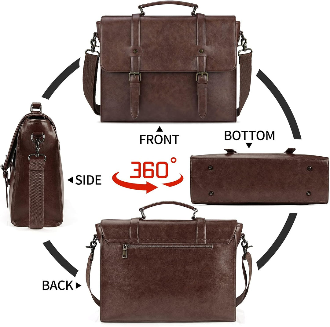 Lubardy Umhängetaschen Herren Aktentasche Laptoptasche 15.6 Zoll Wasserdichte Messenger Bag Vintage