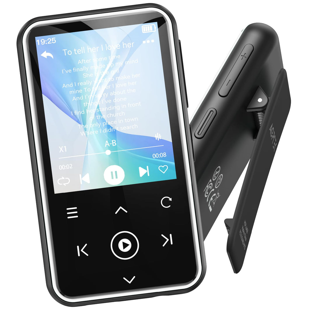 AGPTEK 64GB MP3 Player mit Sport Clip, Bluetooth 5.3 Player mit 1,8 Zoll TFT Farbbildschirm, Mini Mu