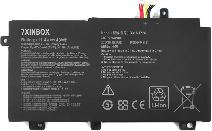 7XINbox B31N1726 11,4V 48Wh 4240mAh Laptop Akku Ersatz für ASUS FX80 FX80GM FX80GE FX80GD FX86 FX86F