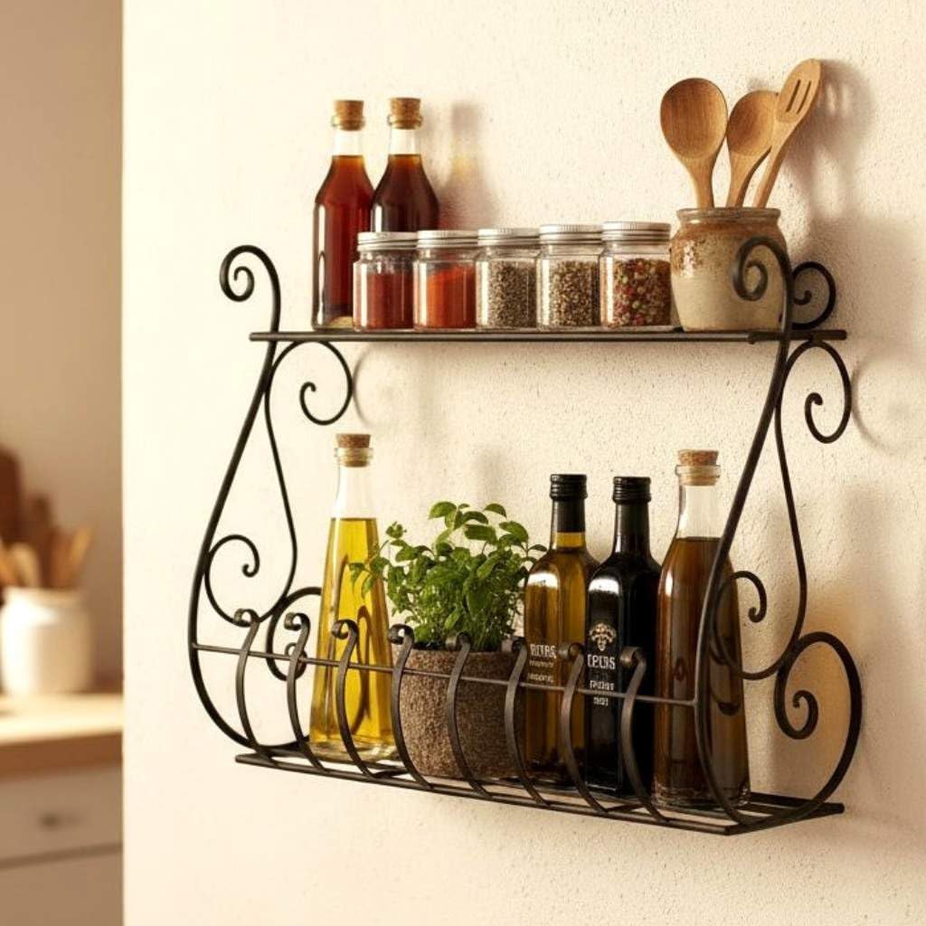 DanDiBo Kräuterregal Kücheregal Balkonregal Wand Metall Schwarz Sebino 50 cm Wandregal Blumenregal P