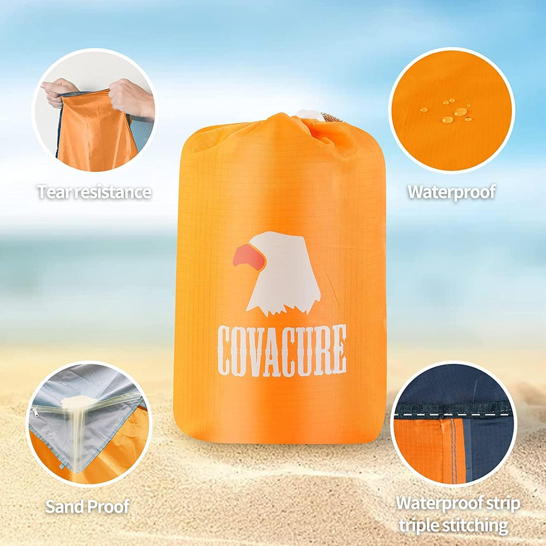COVACURE Picknickdecke Stranddecke Strandmatte Campingdecke, 210 x 200 cm Wasserdicht, Sanddicht, 0.