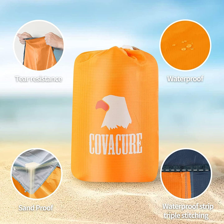 COVACURE Picknickdecke Stranddecke Strandmatte Campingdecke, 210 x 200 cm Wasserdicht, Sanddicht, 0.