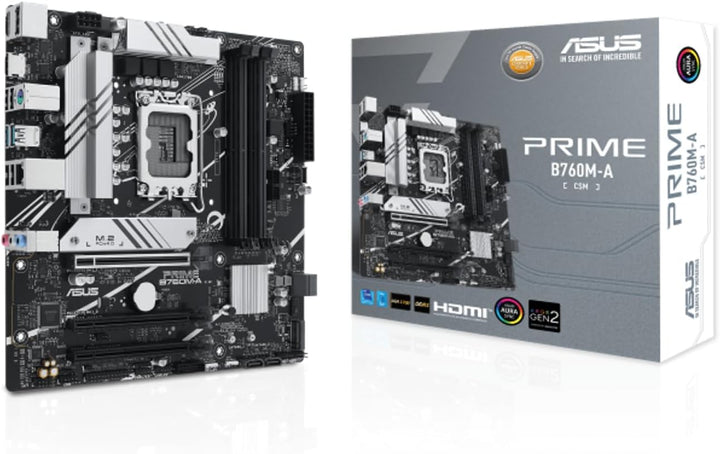 ASUS PRIME B760M-A-CSM Business Mainboard Sockel Intel LGA 1700 (Intel B760, mATX, DDR5 Speicher, 2x