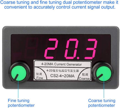 Stromsignal Generator 4-20mA DC 7-30V Digitalstrom Analog Signalgenerator Grob- / Feinabstimmung Kon