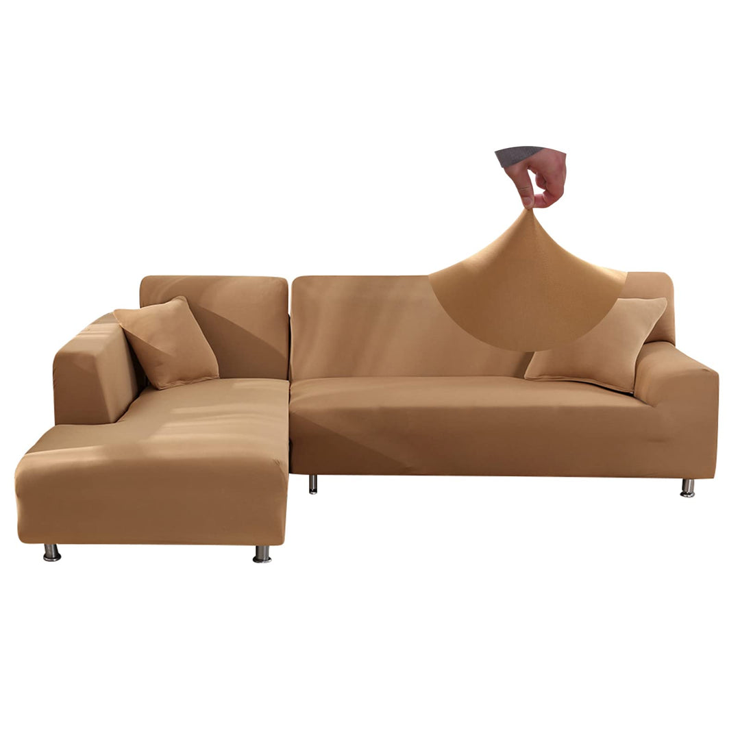 Jaotto Sofa Überwürfe Sofabezug Elastische Spandex Stretch Sofabezüge Couchbezug für L-Form Sofa Uni