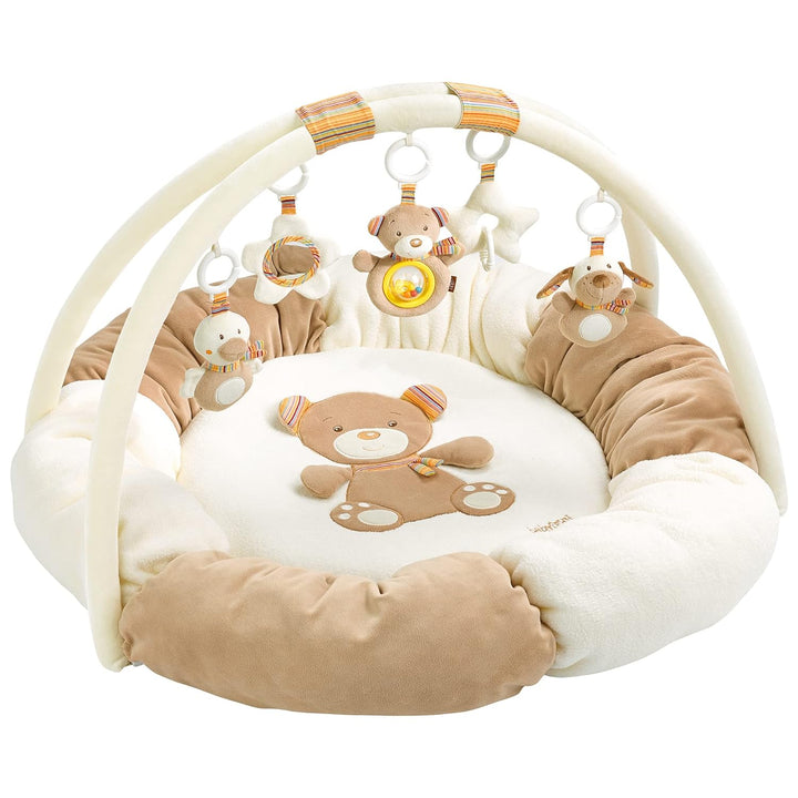 Fehn 160963 3-D-Activity-Nest Rainbow / Besonders weicher Spielbogen mit 5 abnehmbaren Spielzeugen f