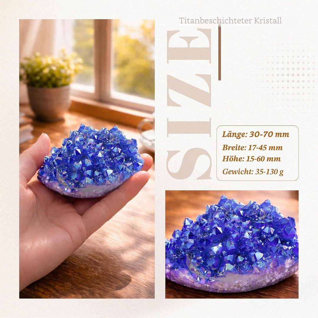 mookaitedecor Titanium Coated Natürlichen Bergkristall Rohstück Geode Dekorative Stein Naturstück Ed