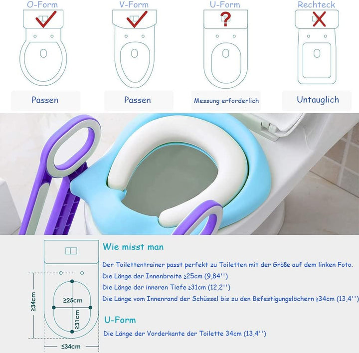 Faltbares Toilettentrainer Toilettensitz Kinder mit Treppe Höhenverstellbar Toilettenaufsatz WC Sitz