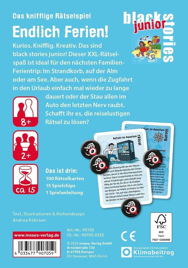 Moses. Black Stories junior – Endlich Ferien! XXL-Rätselspass mit 100 Reise-Rätseln für Kinder ab 8