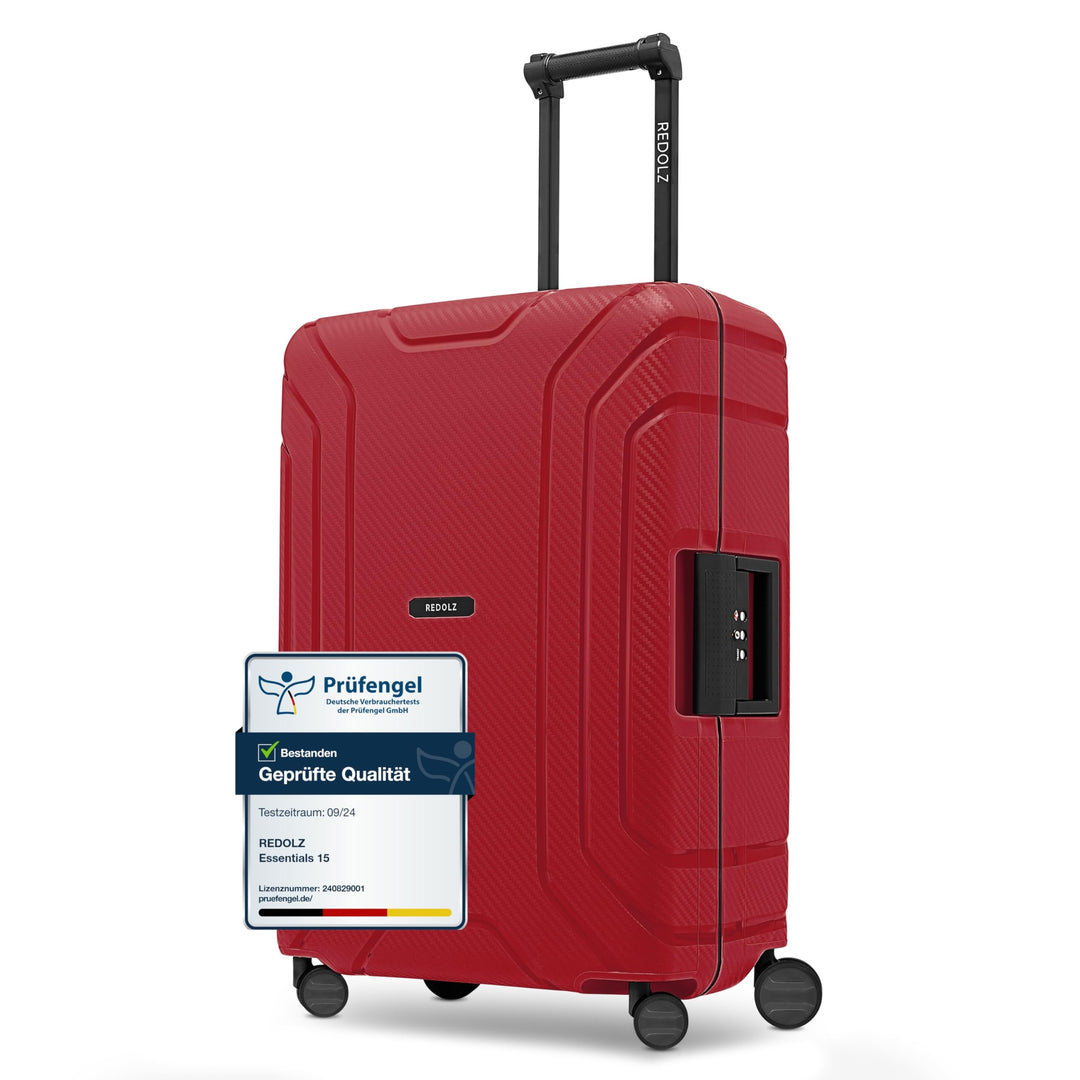 REDOLZ Hartschalen Check-in Koffer ohne Reissverschluss | 3-Punkt-Verschluss-System | Mittelgrosser