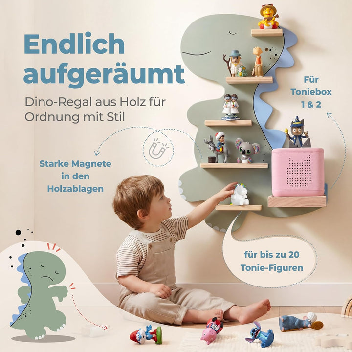 Little Goldie® Tonie Regal - für Tonie Figuren (magnetisch) und Box - Dino Motiv für Jungen und Mädc