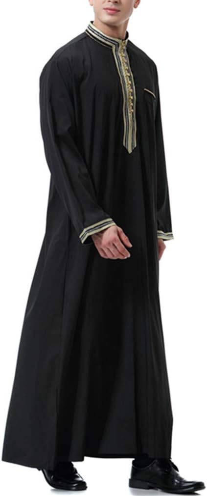 Kaftan Herren Lang Gebetskleidung für Männer Islamische Kleidung Herren Muslim Kleid Langarm Arabisc