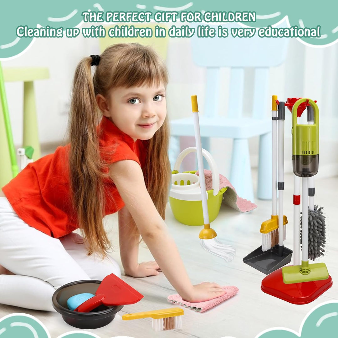 14 PCS Putzset für Kinder, Kinderstaubsauger, Kinderbesen Set Ab 2 Jahre, Putzset für Kinder Mit Sau