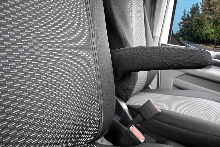 Z4L Sitzbezüge passend für T7 Transporter/Caravelle ab 2025 3 Sitzer - Polyester Schwarz, Grau, LUX