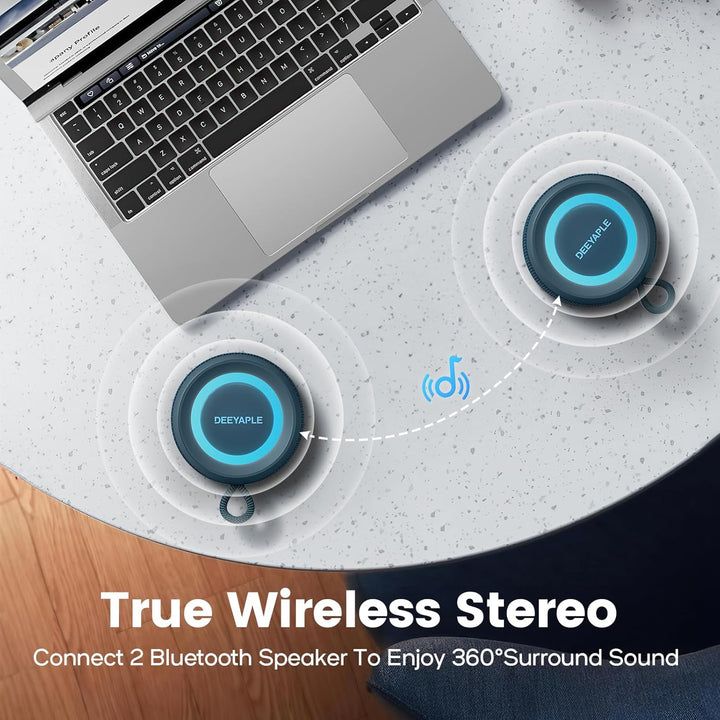 Deeyaple Bluetooth Lautsprecher Klein Tragbarer Musikbox 5.3 IPX7 Wasserdicht Kabellose Stereo Pairi