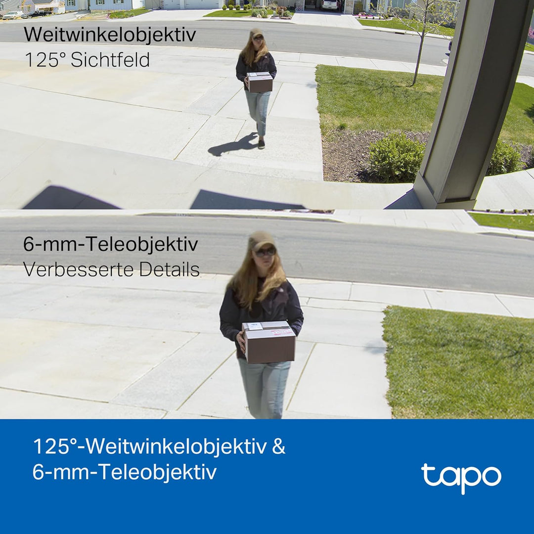 Tapo C246D WLAN Überwachungskamera Aussen mit 2K Dual-Objektiv, 125° Weitwinkel & 6mm Teleobjektiv,