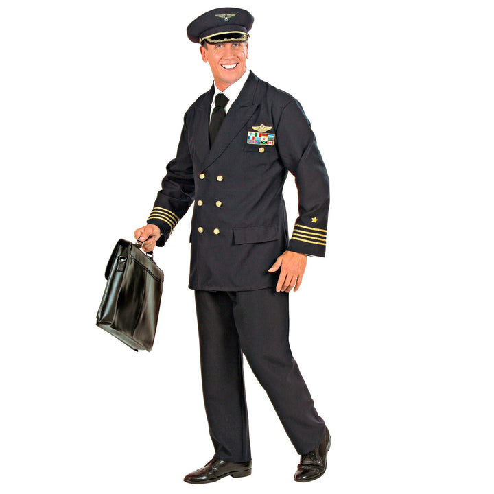 W WIDMANN MILANO Party Fashion - Kostüm Pilot, Jacke, Hose, Hut, Uniform, Airline, Karneval, Mottopa