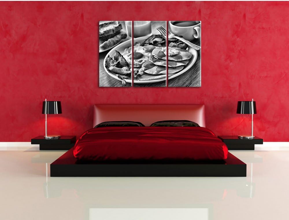 Pixxprint Frühstück als Leinwandbild | Grösse: 3 Teilig (120x80) | Wandbild| Kunstdruck | fertig bes