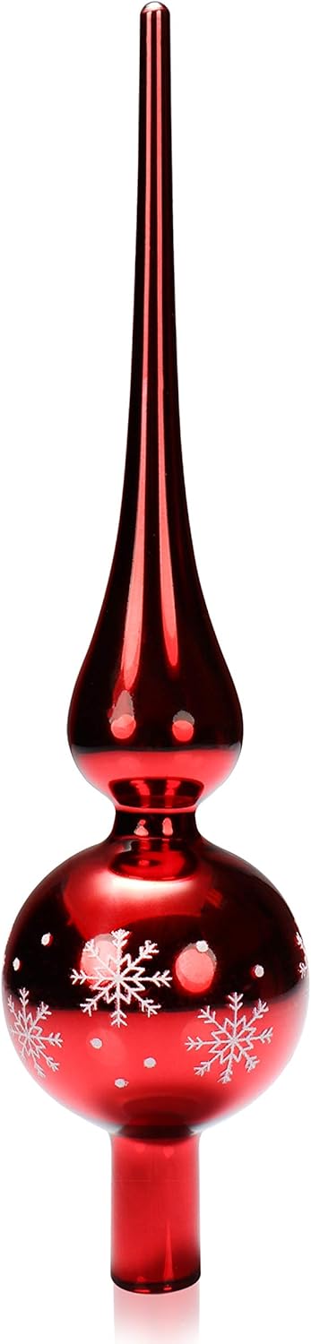 com-four® Weihnachtsbaumspitze glänzend - Christbaumspitze aus echtem Glas für Weihnachten - Tannenb