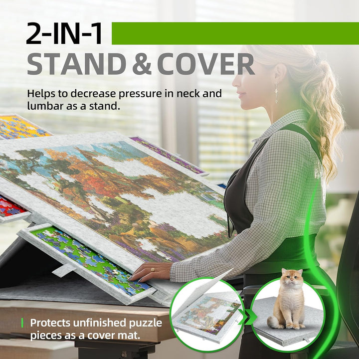 Lavievert 1500 Teile geneigtes Puzzlebrett mit 2-in-1 Design Ständer und Abdeckung und 6 Schubladen