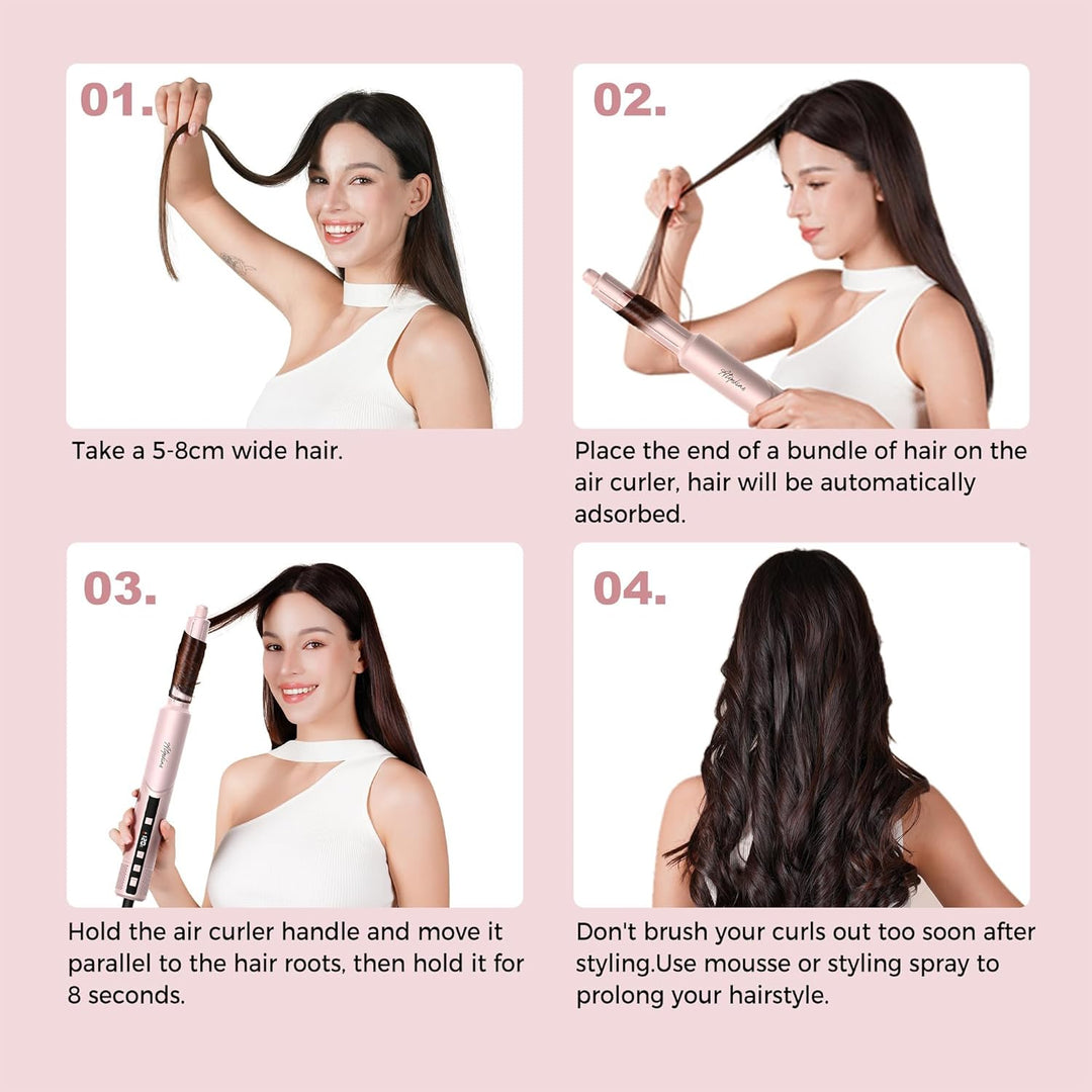 Atopskins Hairstyler 8 in 1 Set mit LCD-Bildschirm,1400w Haarstyler Set, 110000 U/Min Ionen Haartroc