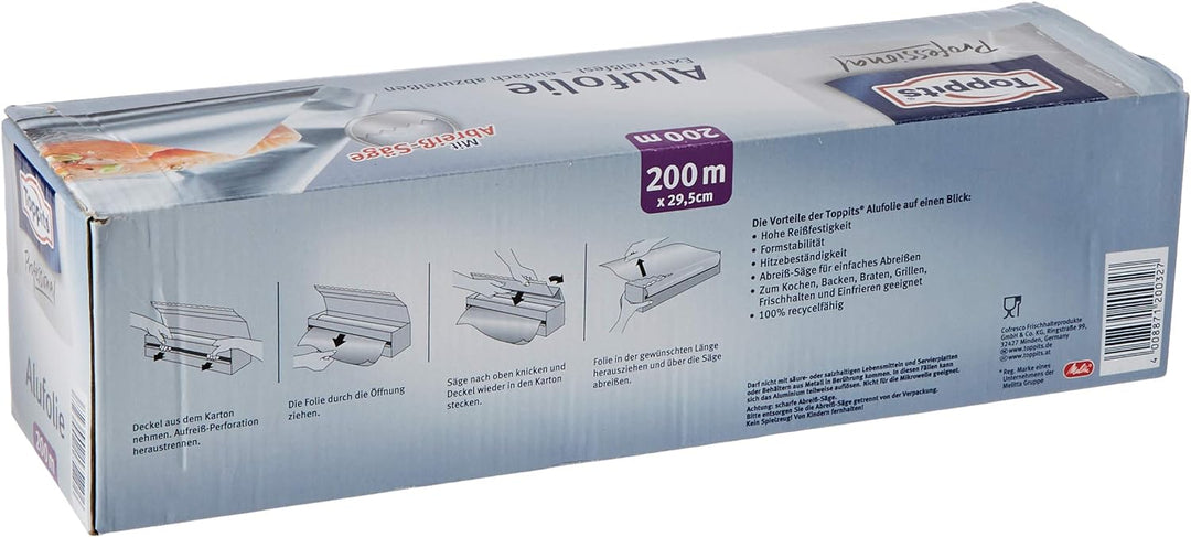 Toppits Alufolie 200 m, 1er Pack (1 x 1 Stück) Single, Single