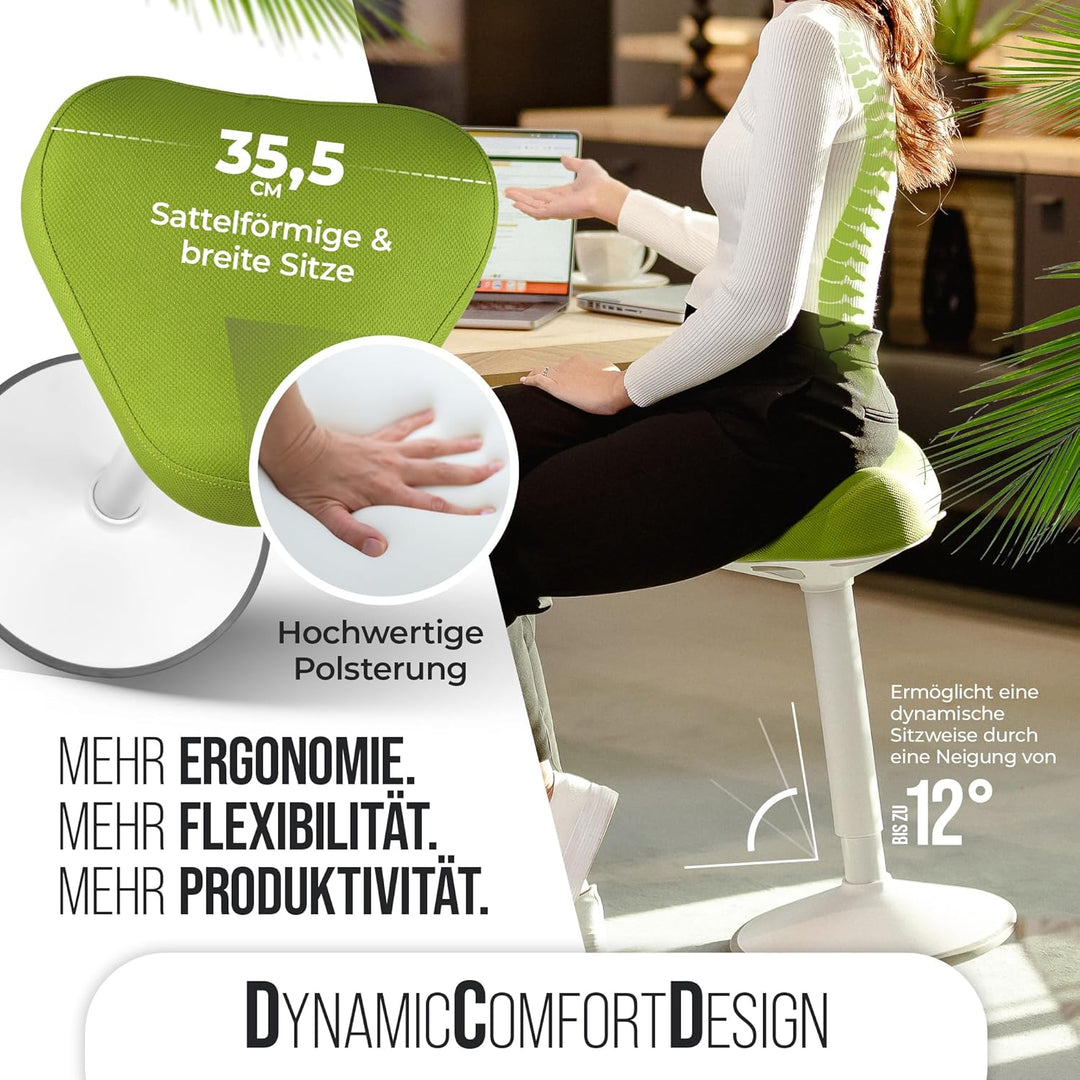 SH-01S Bürohocker Ergonomisch [IGR Zertifiziert] | Sitzhocker ergonomisch höhenverstellbar [47-65 cm