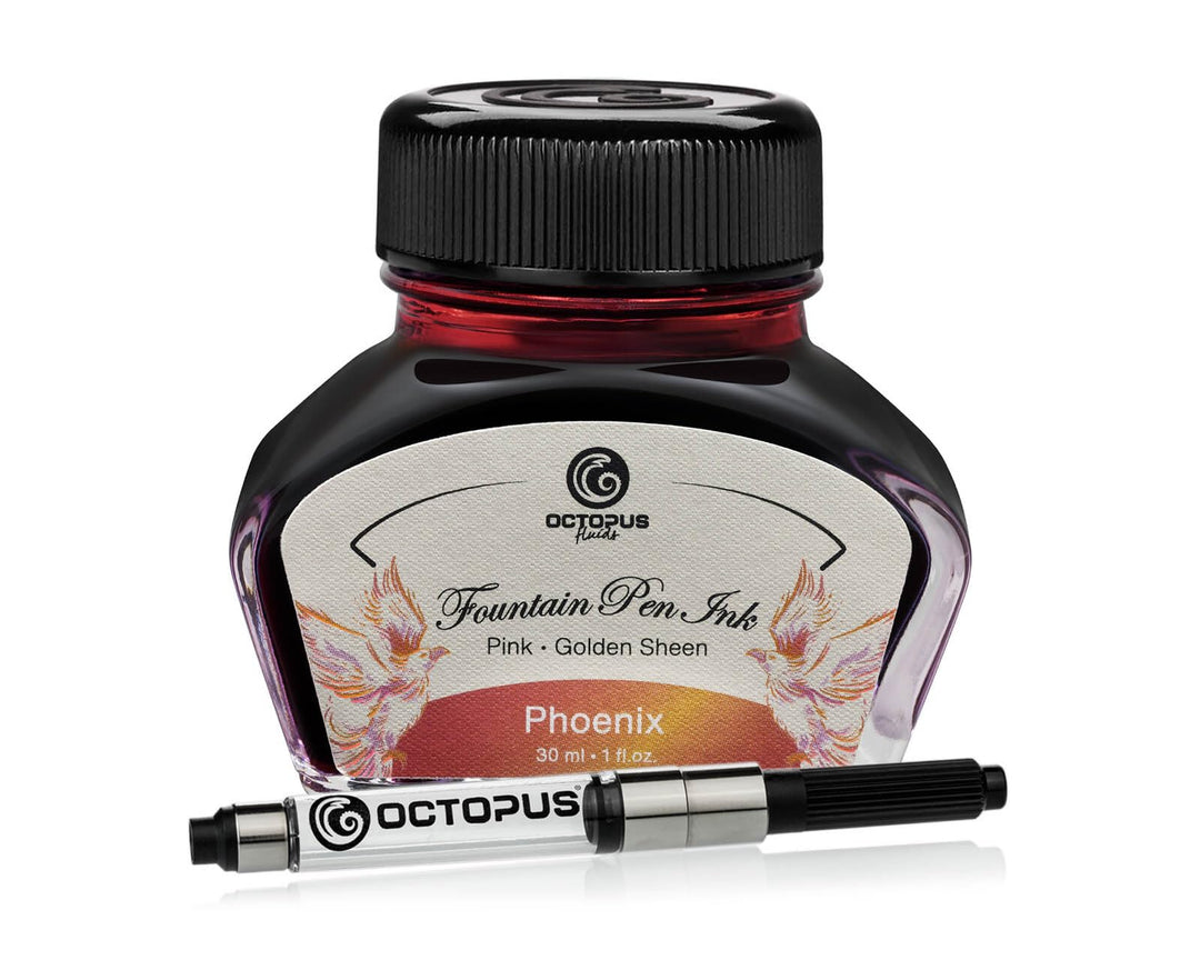 Octopus Fluids Füllhaltertinte Sheen mit Konverter, Phoenix, Orange, 30 ml Phoenix 30 ml, Phoenix 30