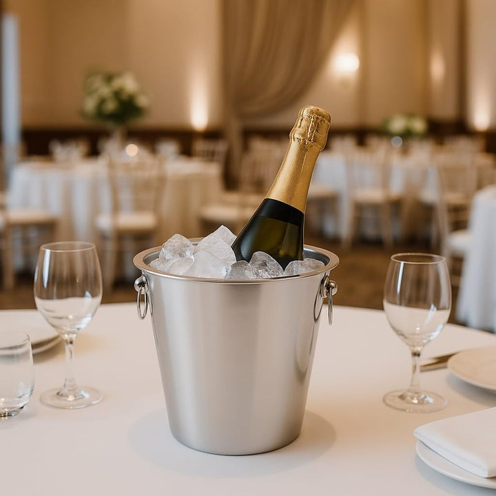 Bambelaa! Sektkühler Edelstahl Gross Glänzend mit Ringgriffen Eimer Weinkühler Champagnerkühler Flas
