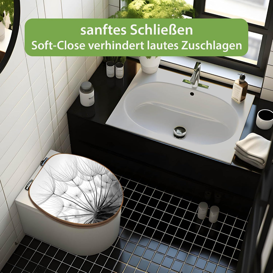 banjado Design WC Sitz Bambus Absenkautomatik 45,8x37,5cm - Toilettendeckel mit Absenkautomatik Holz