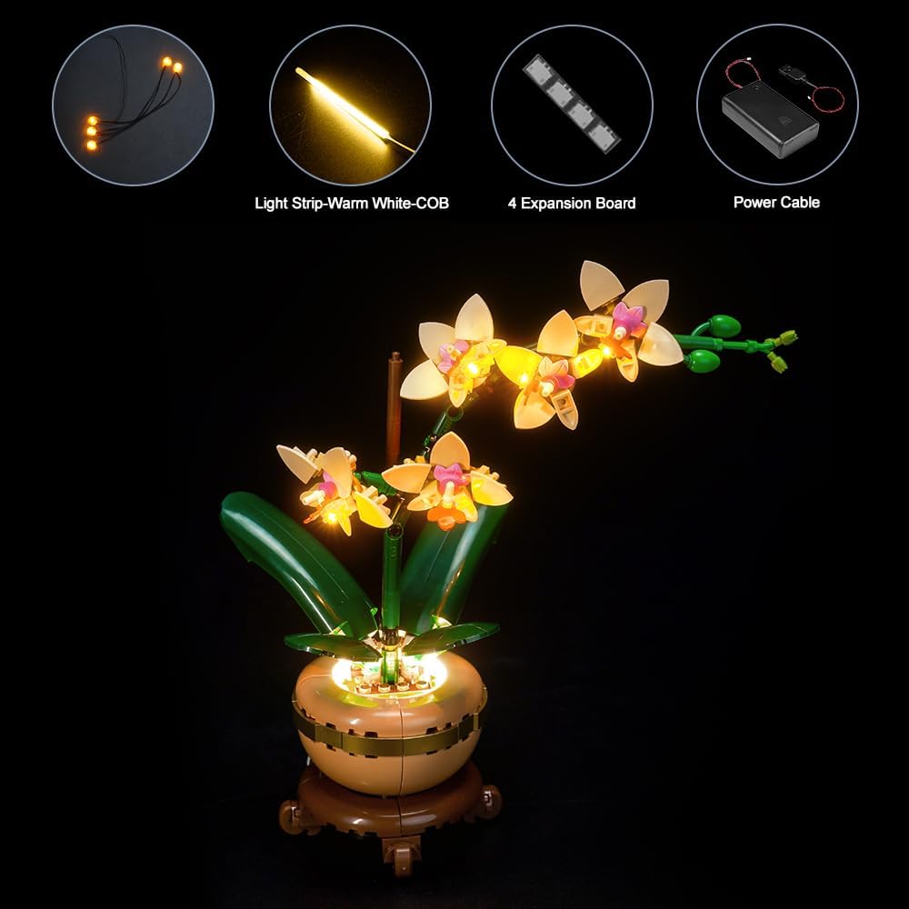 LocoLee Licht Set Kompatibel mit Lego 10343 Mini Orchidee (Kein LEGO-Modell), Licht Beleuchtung Set