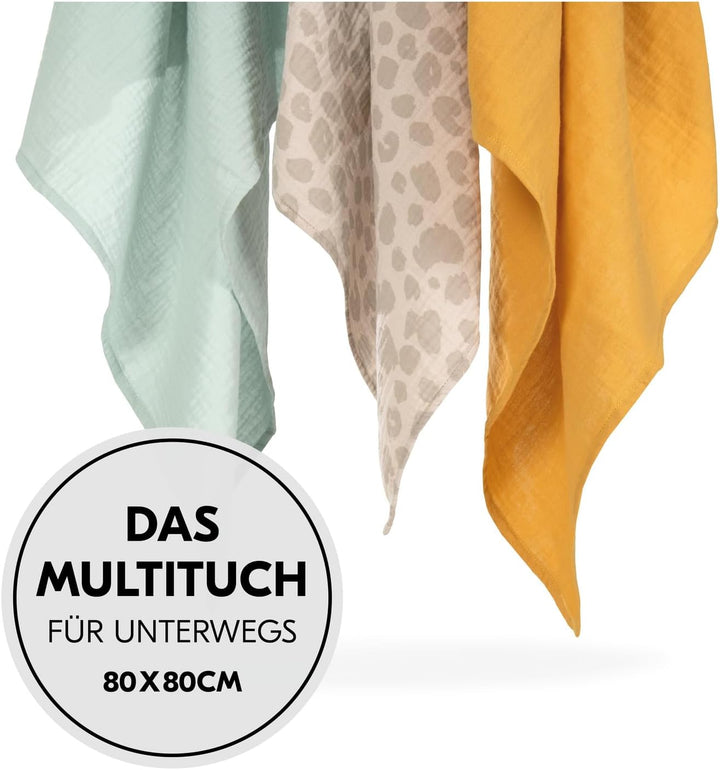 hauck 3 Musselintücher für Babys Cuddle N Clean, Spucktücher Pucktücher Stilltuch aus 100% weicher B