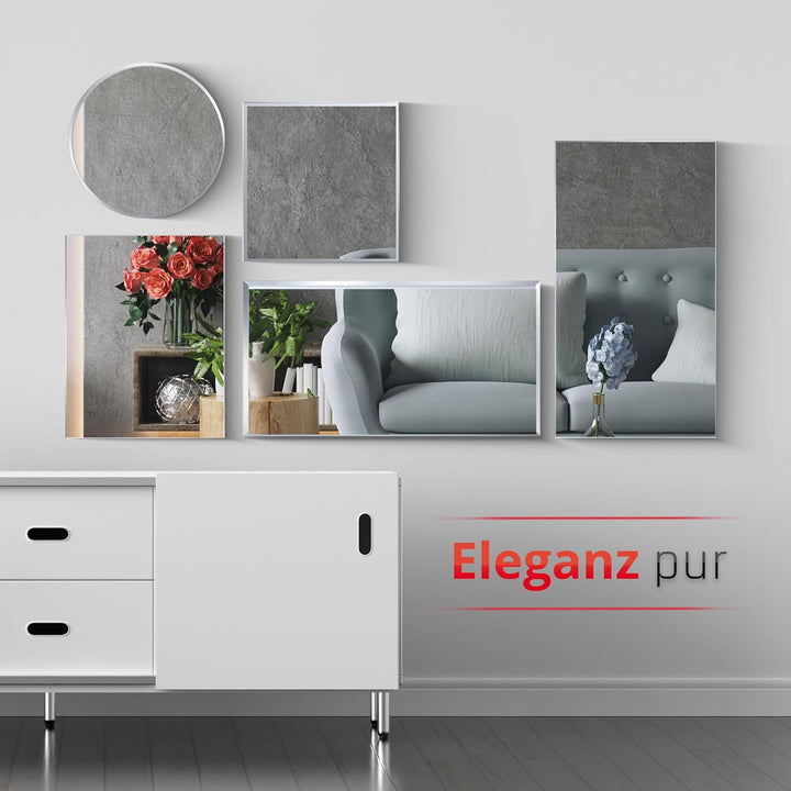 bijon Badezimmer-Spiegel ohne Rahmen, Hochglanzpolierte Kanten, Bad-Spiegel mit Befestigungsset, 90°