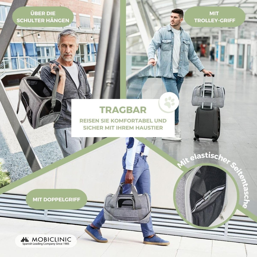 Mobiclinic® Pets, Hundebox, Bronco, Faltbar, Trolley-Gurt, Belüftung, Multi-Access, Verstellbar, 48x