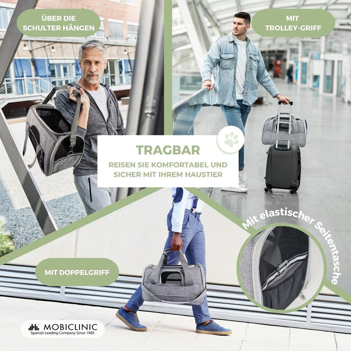 Mobiclinic® Pets, Hundebox, Bronco, Faltbar, Trolley-Gurt, Belüftung, Multi-Access, Verstellbar, 48x
