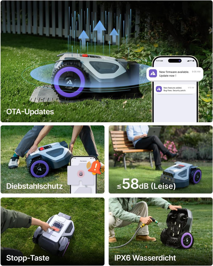 ANTHBOT M9 Rasenmäher Roboter ohne Begrenzungsdraht, RTK-Navigation mit Dual-Vision, KI-Hindernisver