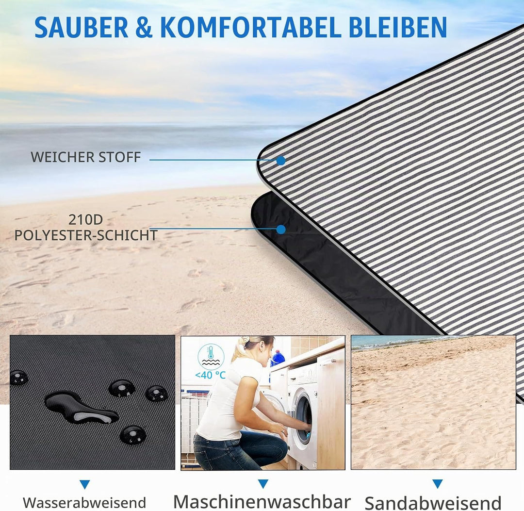 Wasserdichte Picknickdecke, tragbar, mit Tragegurt, für Strandmatte oder Familie, Outdoor, Camping,