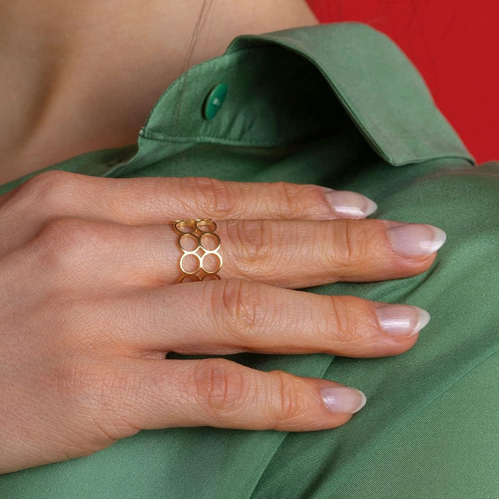 Offener Statement Ring Damen • Chunky Cuff Ring • Edelstahl Schmuck mit geometrischem Design • verst