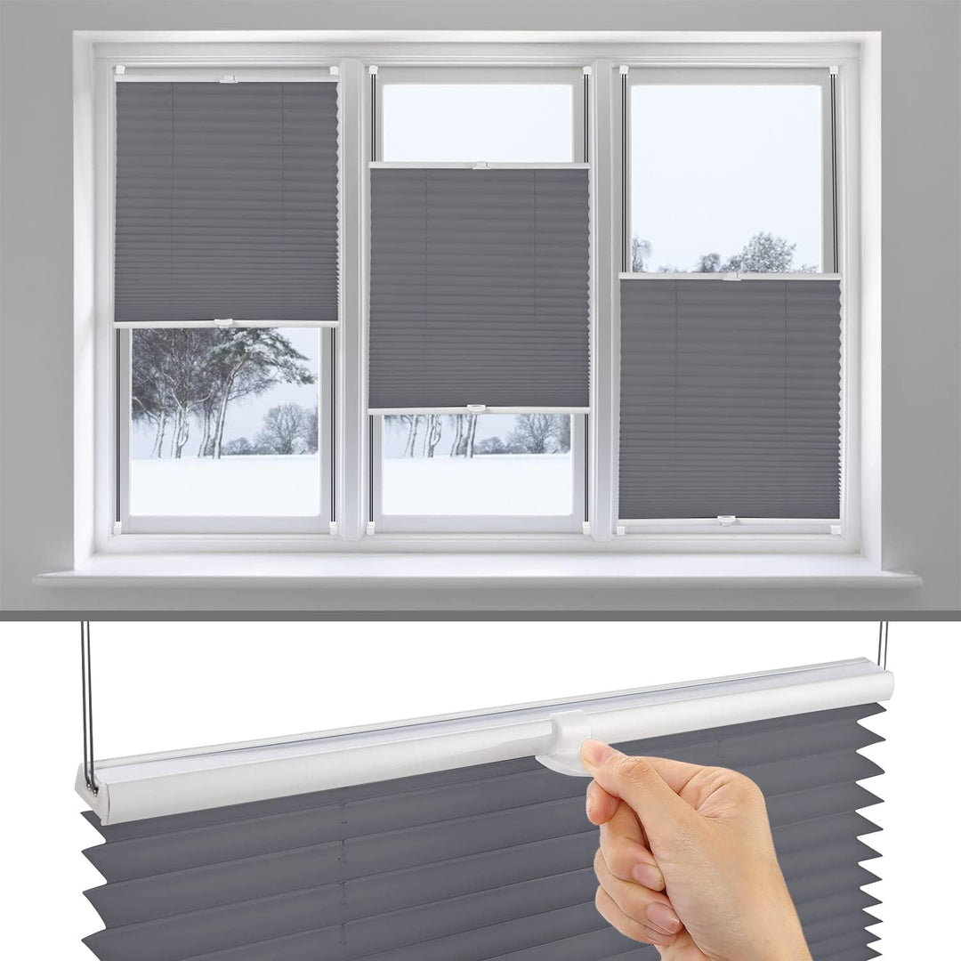 Eurohome Plissee Grau 105x120cm klemmfix ohne Bohren für Fenster und Türen 105x120cm Grau, 105x120cm