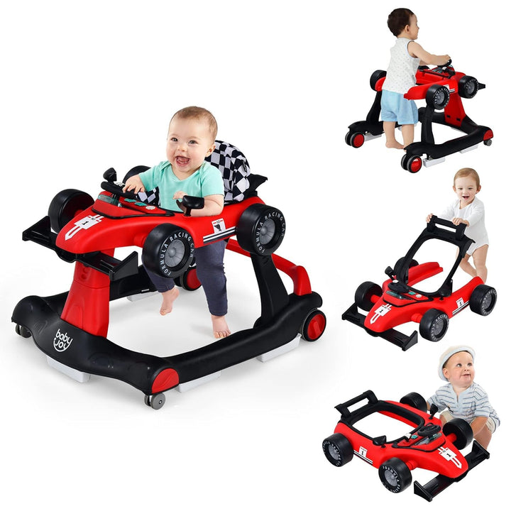 GOPLUS 4 in 1 Baby Lauflernhilfe, Lauflernwagen höhenverstellbar mit Licht &amp; Musik, Baby Walker Auto