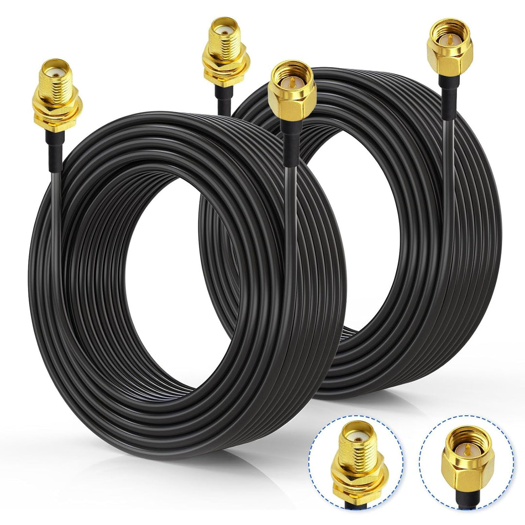 Superbat WLAN Antenne verlängerungskabel 10m,(2 Stück) SMA Stecker auf SMA Buchse/Bulkhead Kabel, ve