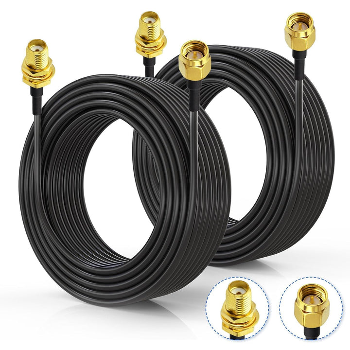 Superbat WLAN Antenne verlängerungskabel 10m,(2 Stück) SMA Stecker auf SMA Buchse/Bulkhead Kabel, ve