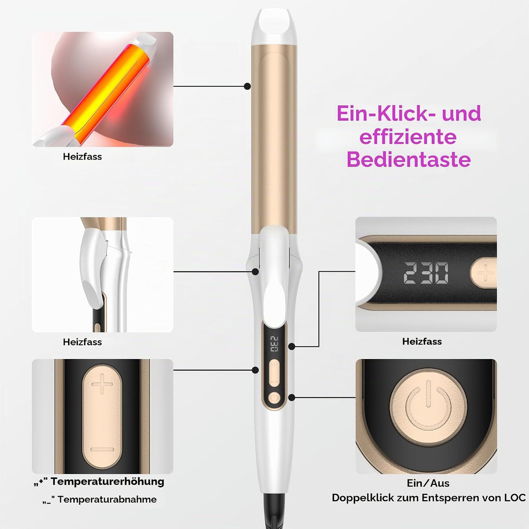 2 in 1 Glätteisen und Lockenstab, Vereint Locken und Glattes Haar in Einem GeräT, 32mm-Keramik-Ionen