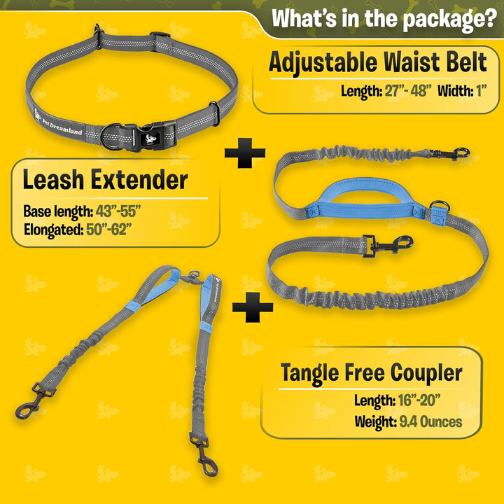 Double Dog Leash for Big Dogs - Two Dogs Coupler Hands Free No Pull Tandem Dual Leash for Large Dogs