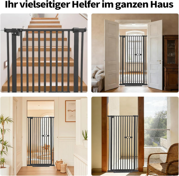 Schutztor Ausziehbar Haustiere Katzentiertor, 150cm Haustiergitter Extra Hoch mit Doppelverriegelung