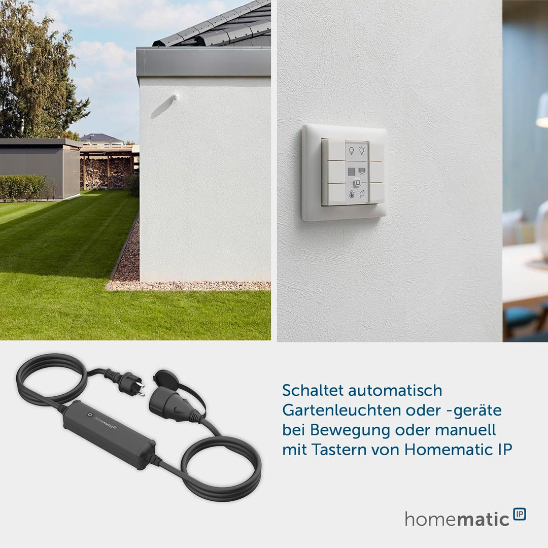 Homematic IP Access Point 2, anthrazit + Schalt-Mess-Kabel – aussen, Smart Home, steuert Gartenlampe