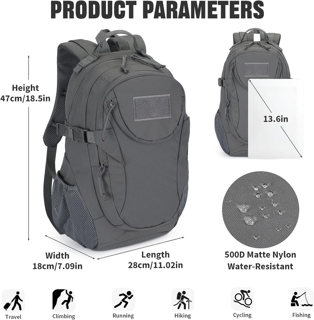 VINBAGGE Rucksack Taktischer Motorrad Wanderrucksack Outdoor Wasserdicht Trekkingrucksack 25L Campus